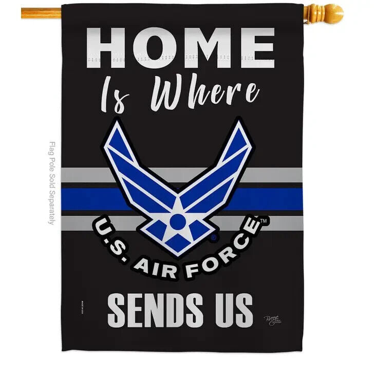 Two Group Flags Home ishere Air Force Armed Forces Military Decor House Flag