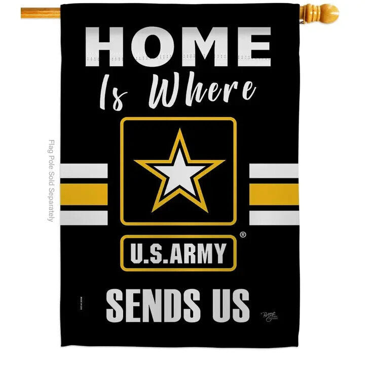Two Group Flags Home ishere US Army Armed Forces Military Decor  House Flag