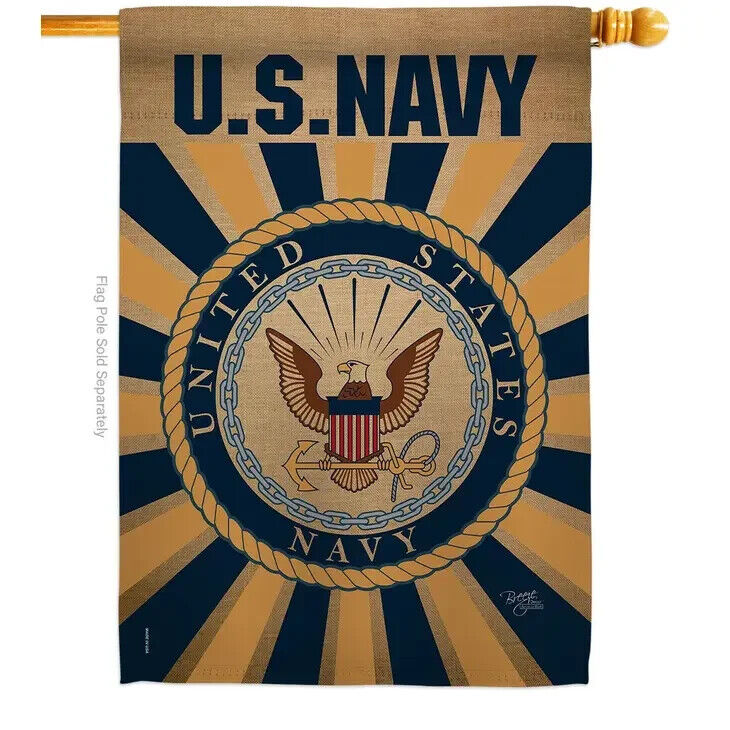 Two Group Flags Navy Armed Forces Military Decor House Flag