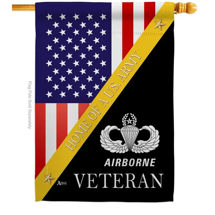 Two Group Flags Home of Airborne Armed Forces Military Army Veteran House Flag