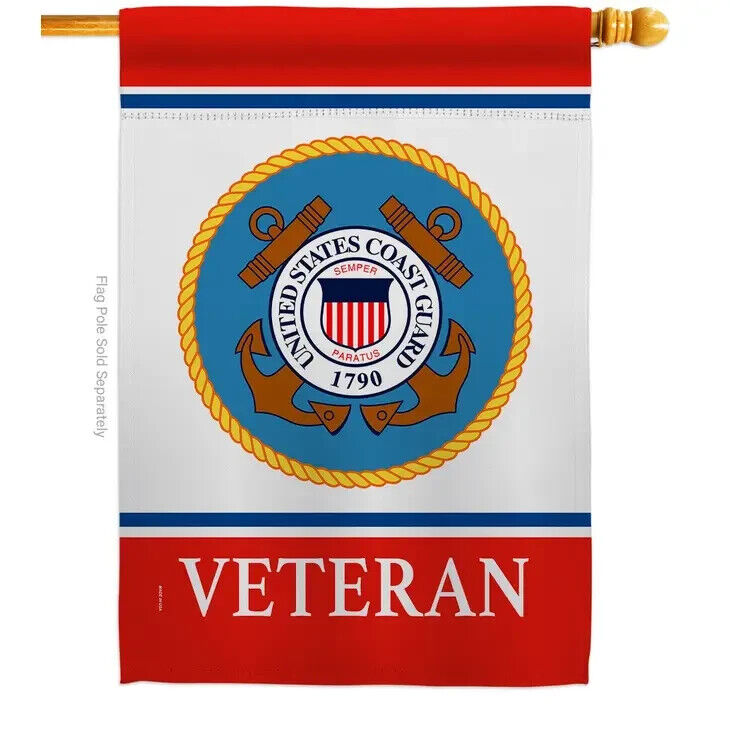 Two Group Flags Coast Guard Veteran Armed Forces Military House Flag