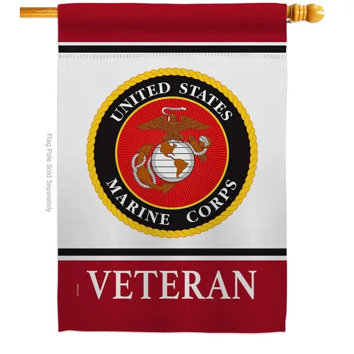 Two Group Flags Marine Corps Veteran Armed Forces Military House Flag