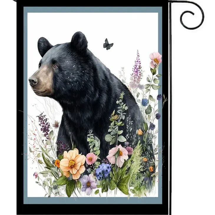 Flags Galore Bear in Flowers Garden Flag 12x18 Double Sided