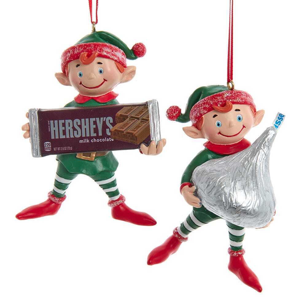 Set of 2 Hershey's™ Bar & Kisses Elf Ornaments HY0510