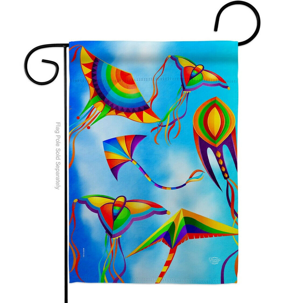 Two Group Flag Kite in Sky Summertime Fun and Sun Decor Flag