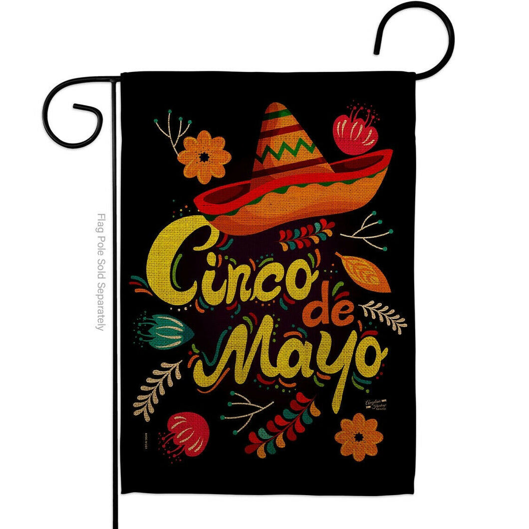 Two Group Flag Sombrero Cinco De Mayo Summertime Floral Mexico Decor Flag