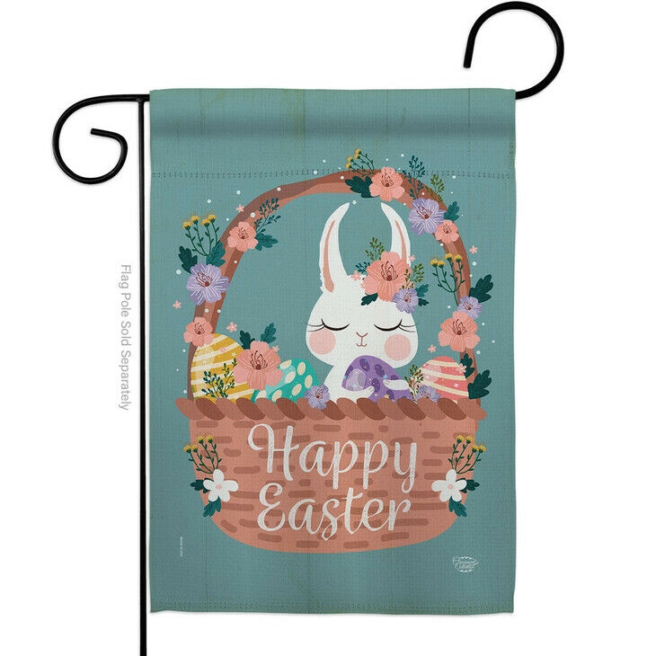 Two Group Flag Flag Bunny Basket Easter Critter Garden House 2-Sided Home