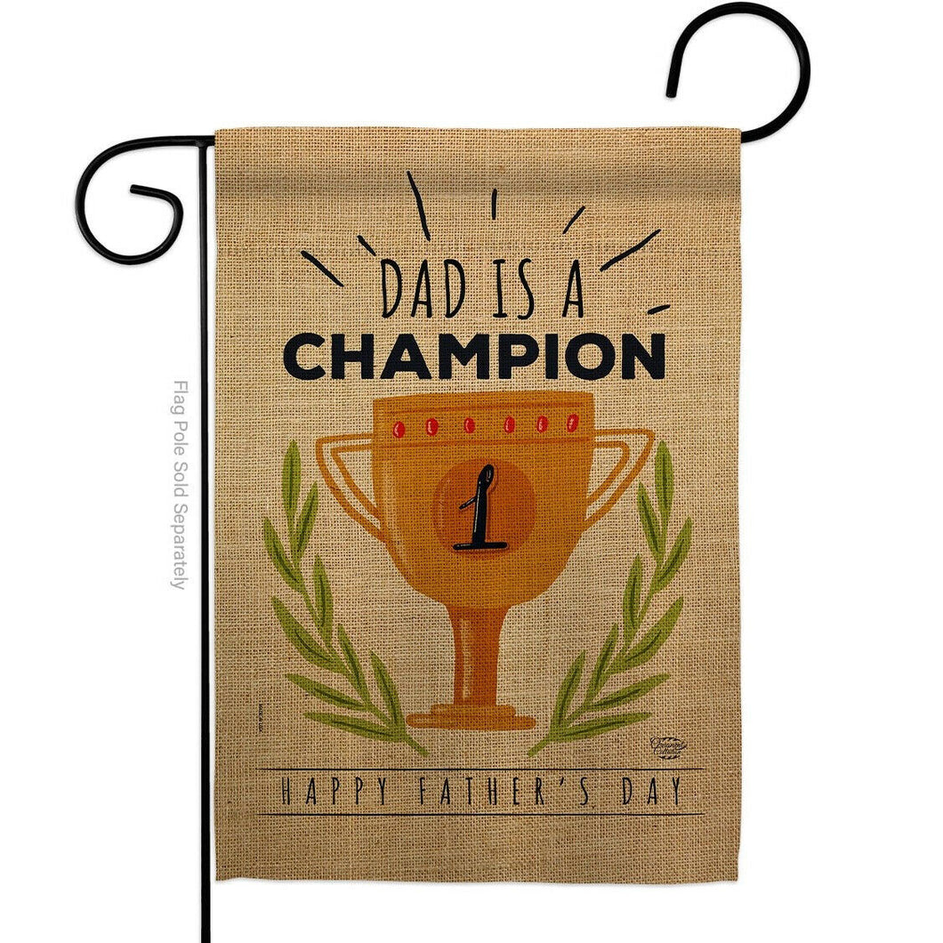 Two Group Flag Dad Is Champion Family Father Day Decor Flag