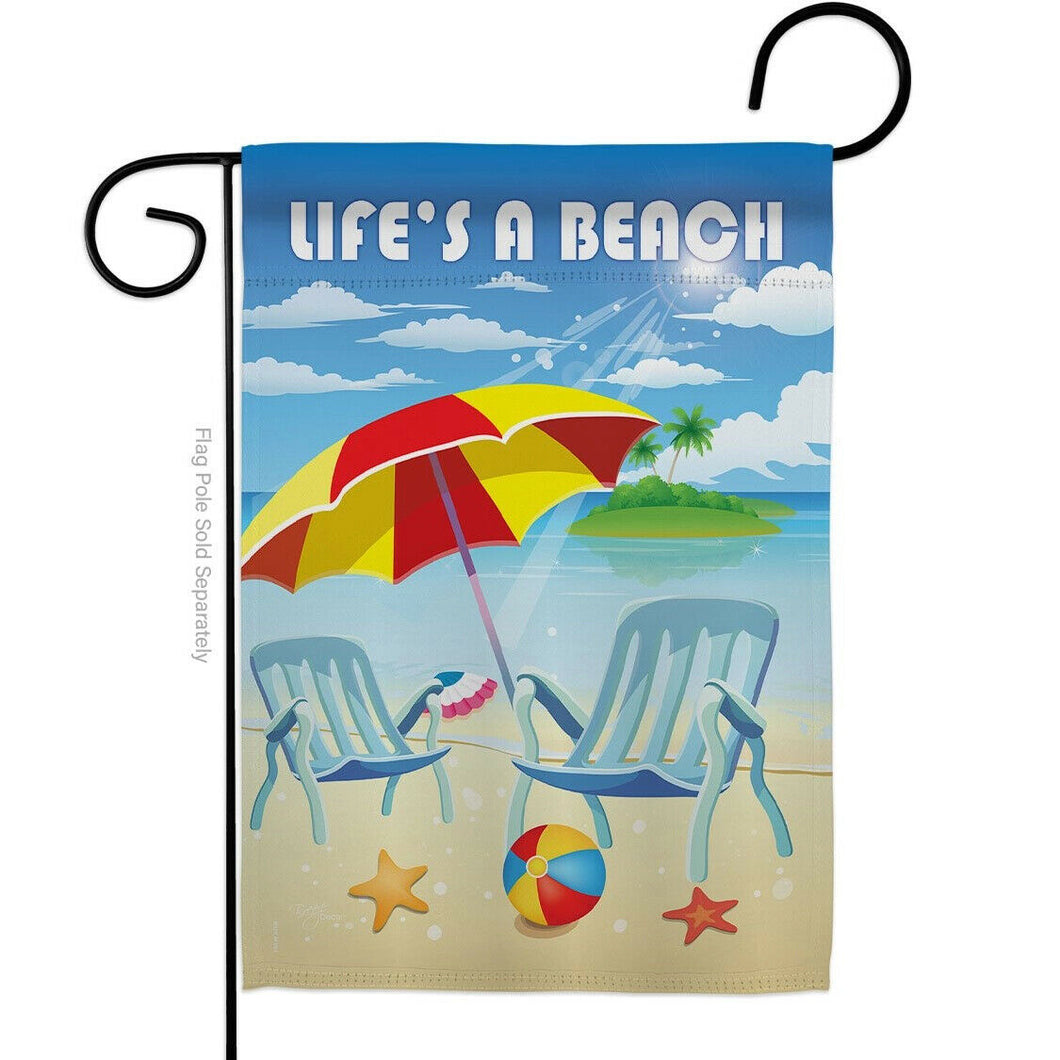 Two Group Flag Life's a Beach Summertime Fun and Sun Humor Decor Flag