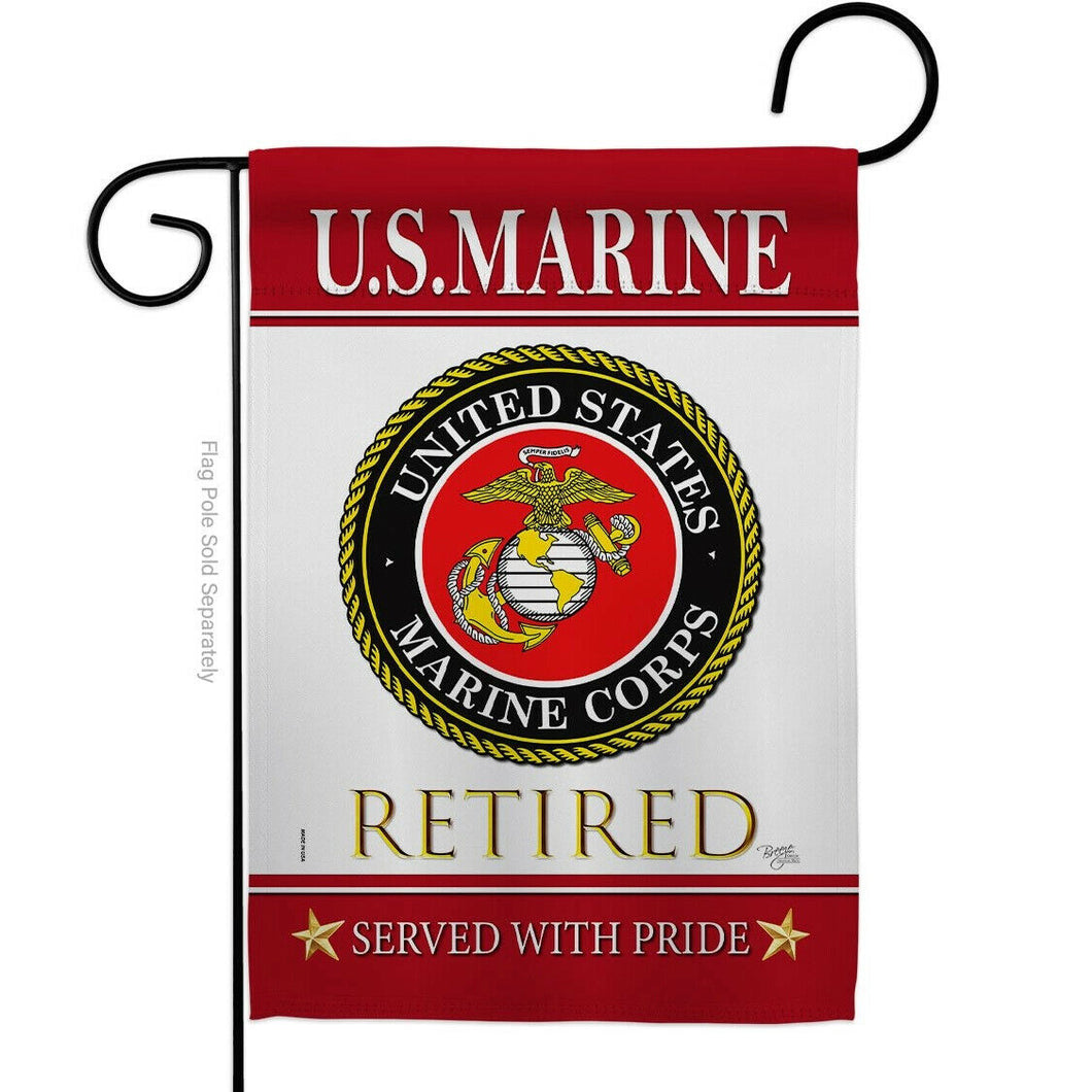 Two Group Flag US Marine Retired Military Corps Retirement Veteran Flag