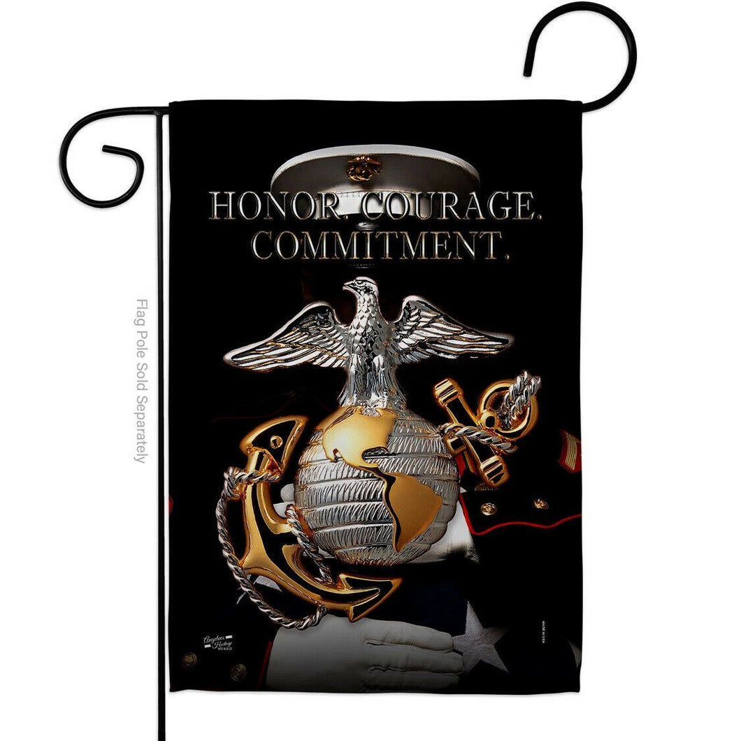 Two Group Flag Honor Courage Commitment Military Marine Corps Decor Flag