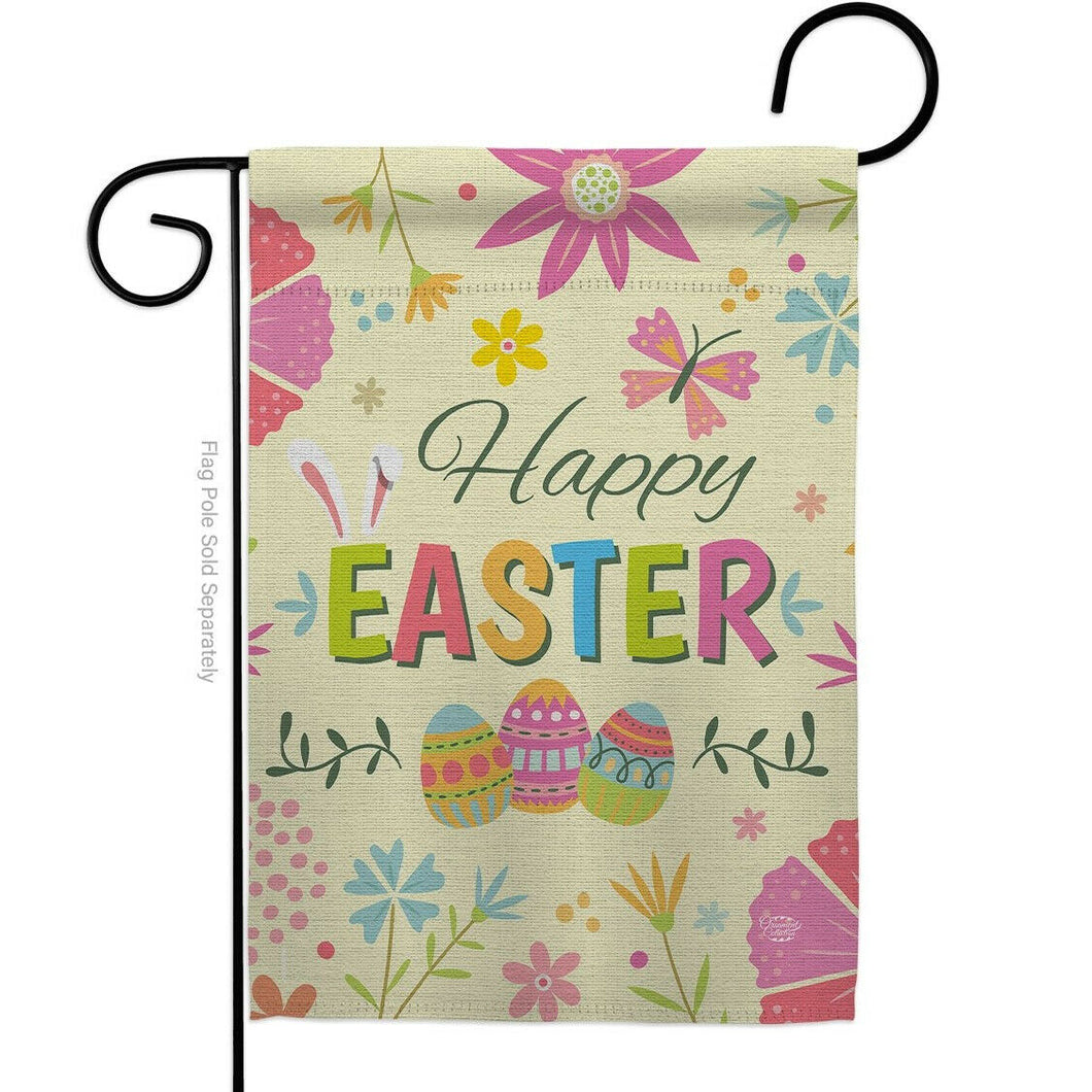 Two Group Flag Happy Easter Colorful Flowers Springtime Garden Friends Flag