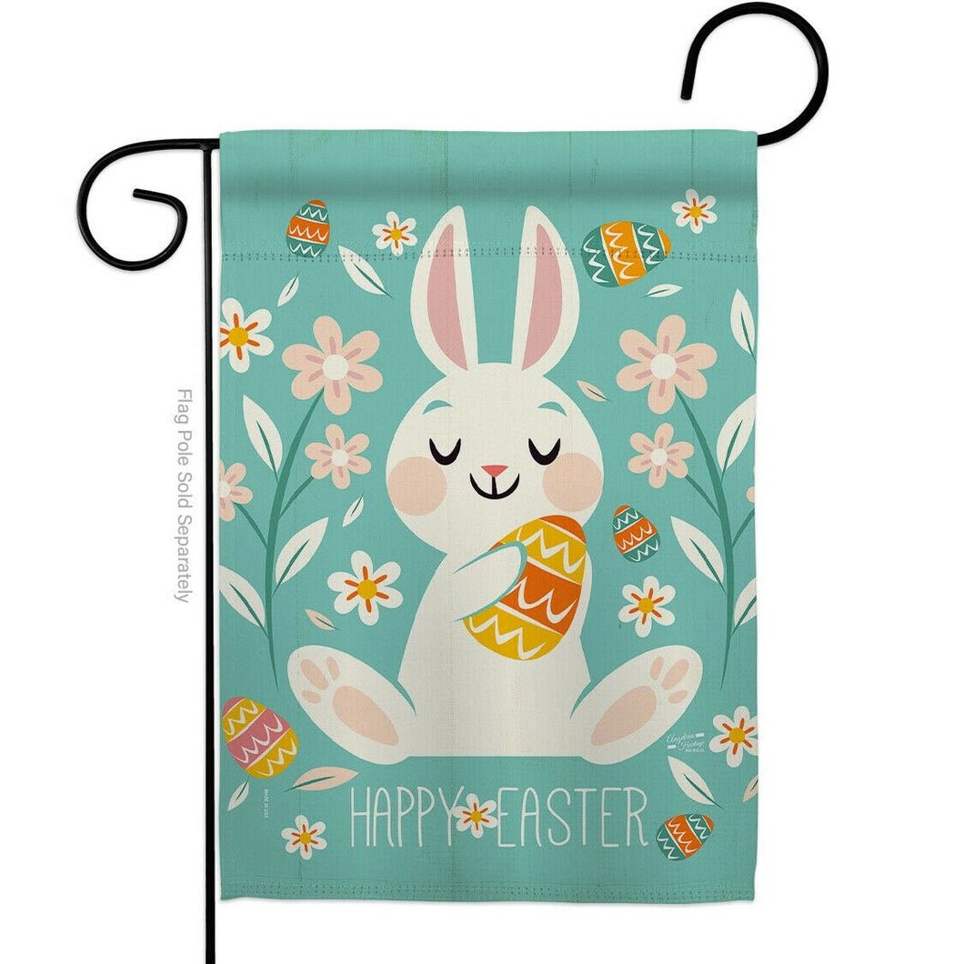 Two Group Flag Cheerful Easter Bunny Springtime Critter Floral Decor Flag