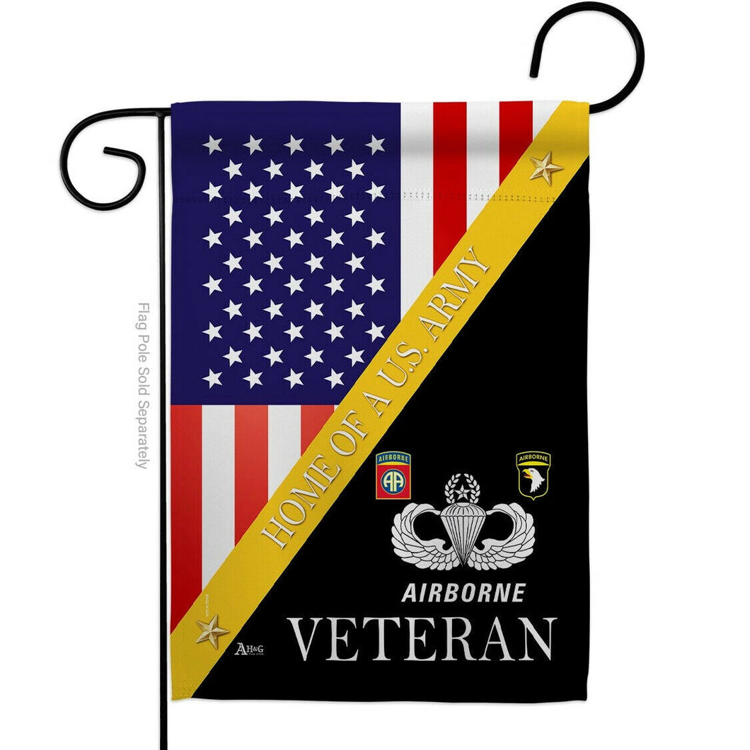 Two Group Flag Home of US Airborne Military Army Veteran USA Decor Flag