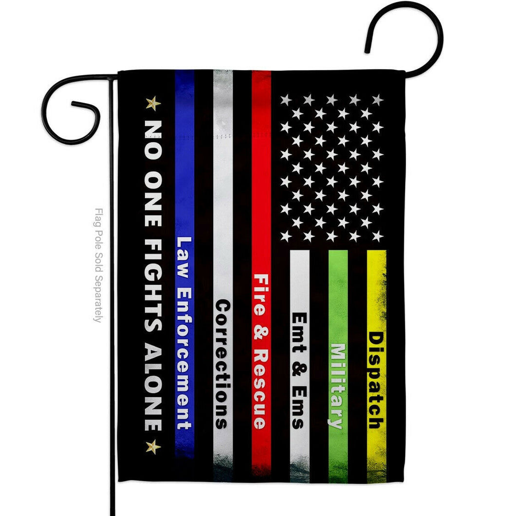 Two Group Flag No One Fights Alone Armed Forces Military Service USA Flag