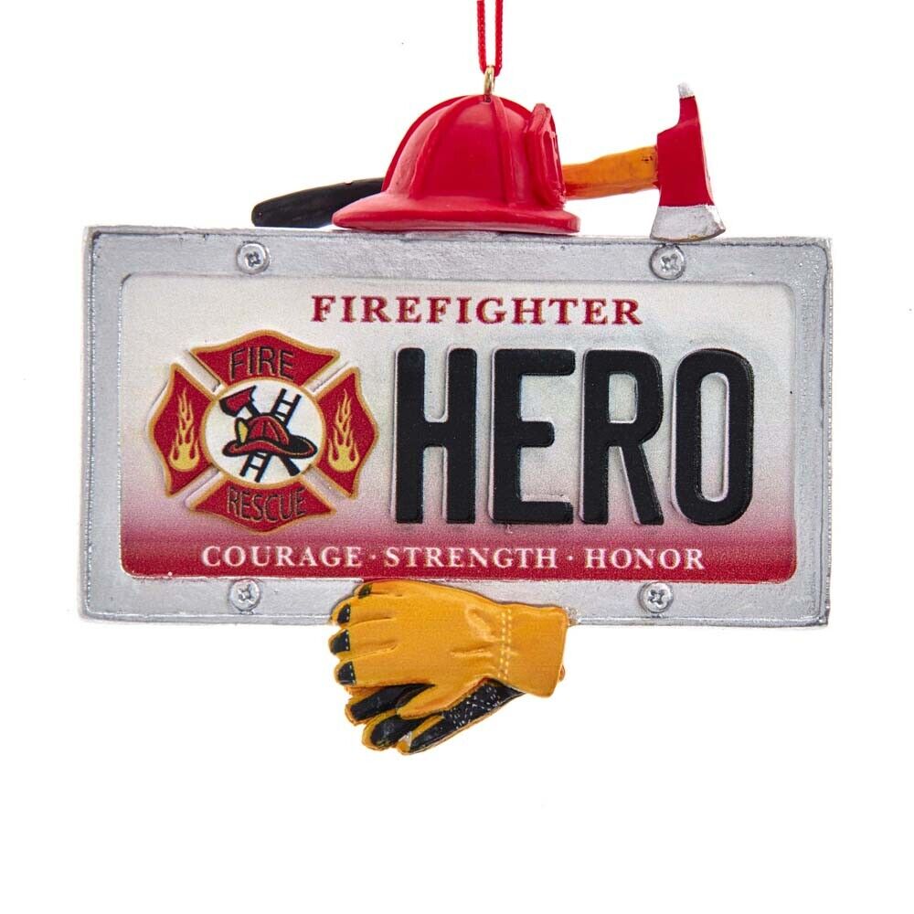Firefighter Hero License Plate Ornament