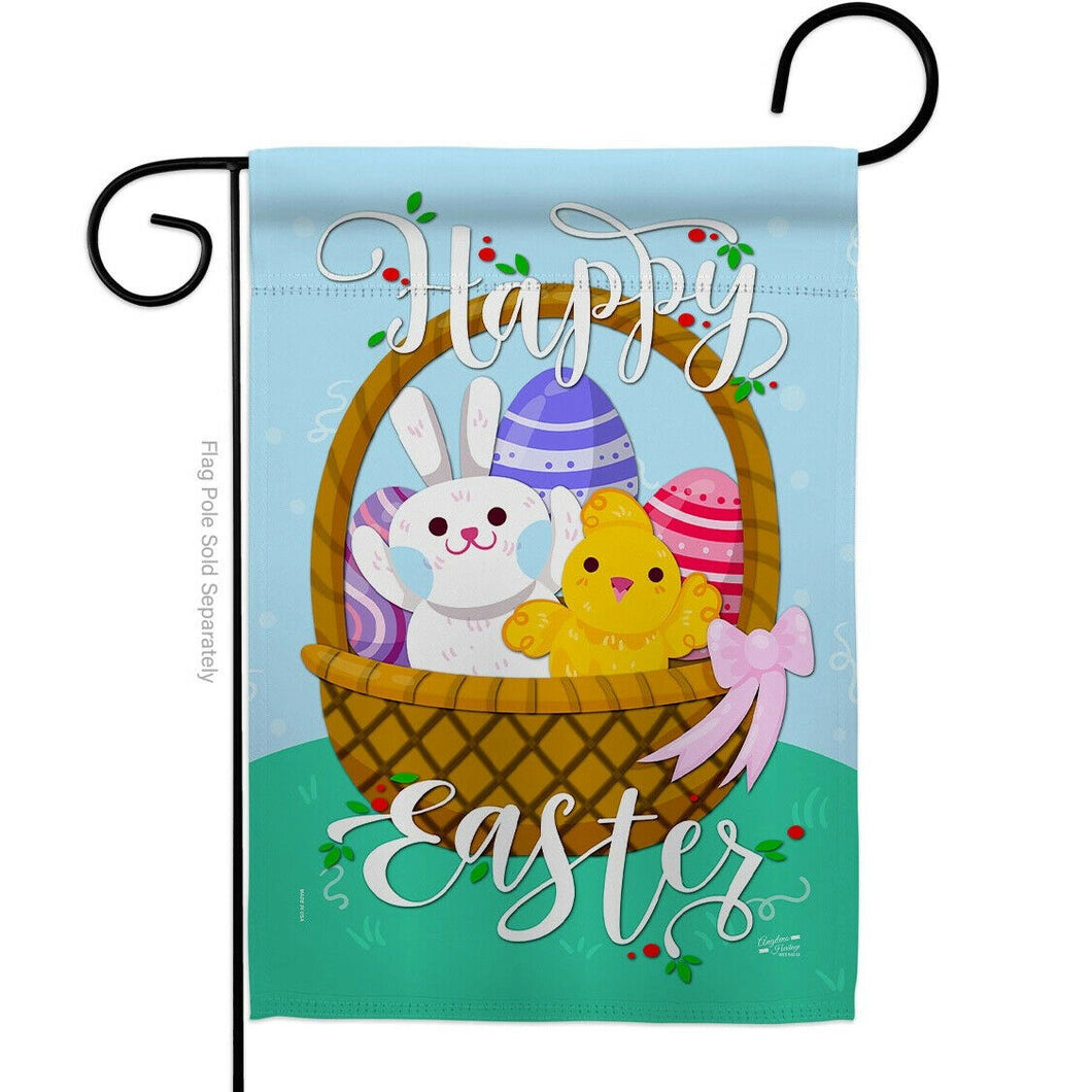Two Group Flag Happy Easter Basket Springtime Critter Decor Flag