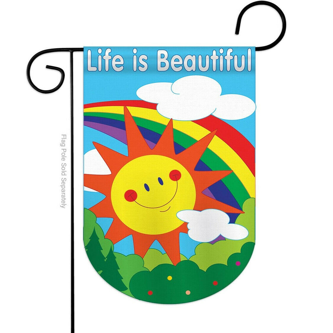 Two Group Flag Life Is Beautiful Summertime Fun and Sun Decor Flag