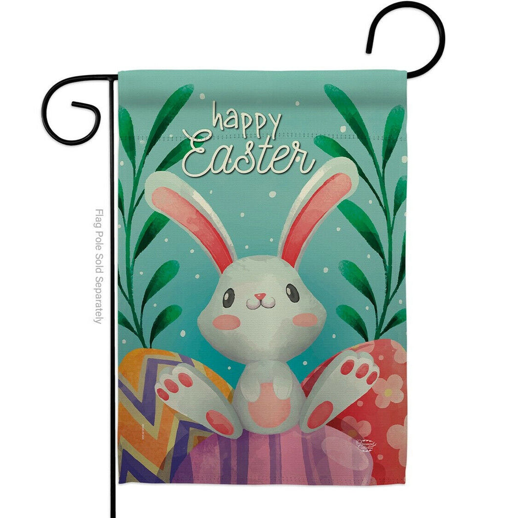 Two Group Flag Colorful Easter Eggs Springtime Critter Decor Flag