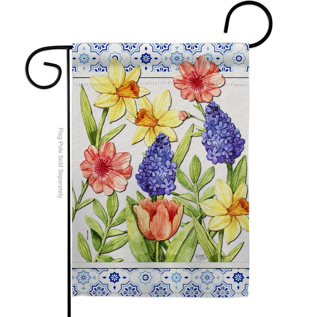 Two Group Flag Spring Floral Garden Decor Flag