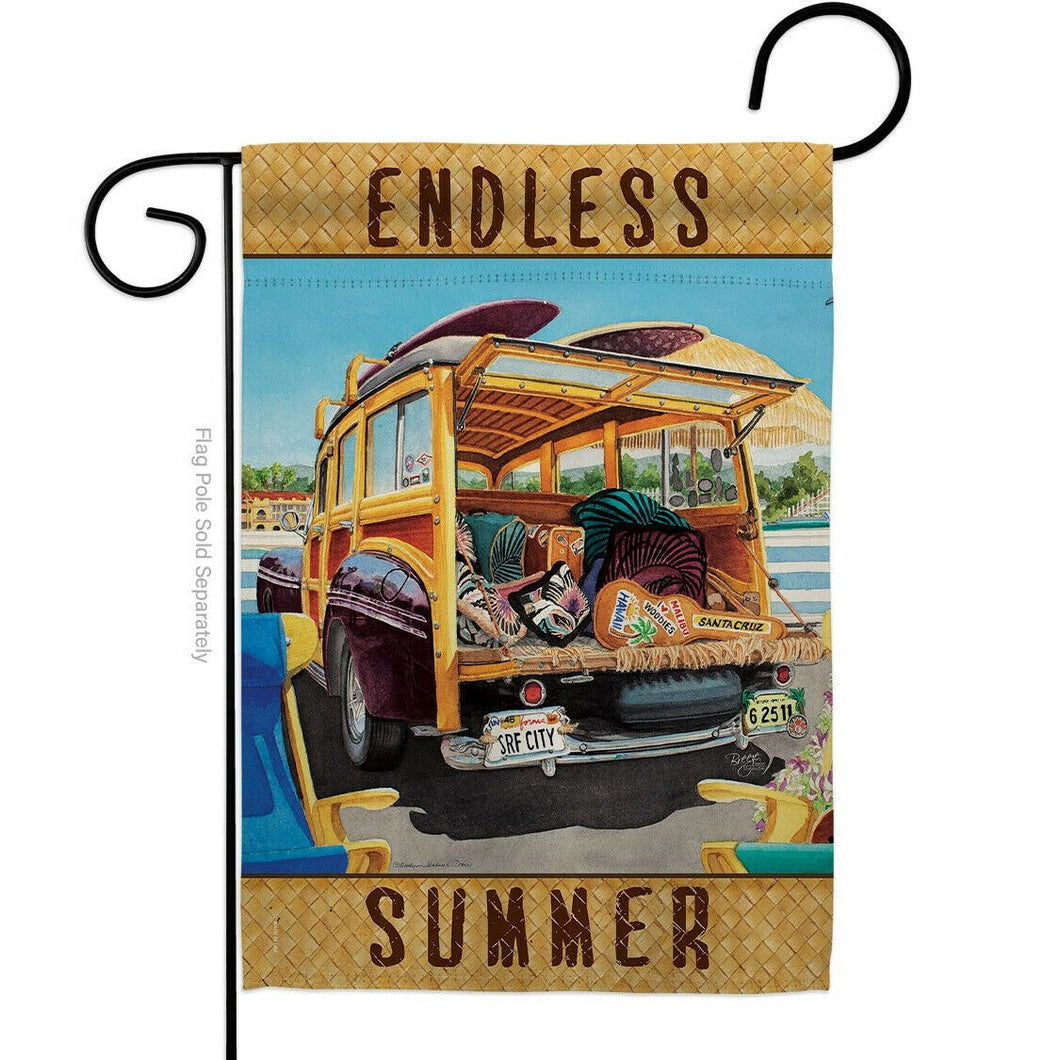 Two Group Flag Surfer Girl Summertime Fun and Sun Vehicle Decor Flag