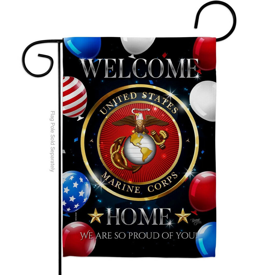 Two Group Flagelcome Home Marine Corp Armed Forces Military Corps Flag