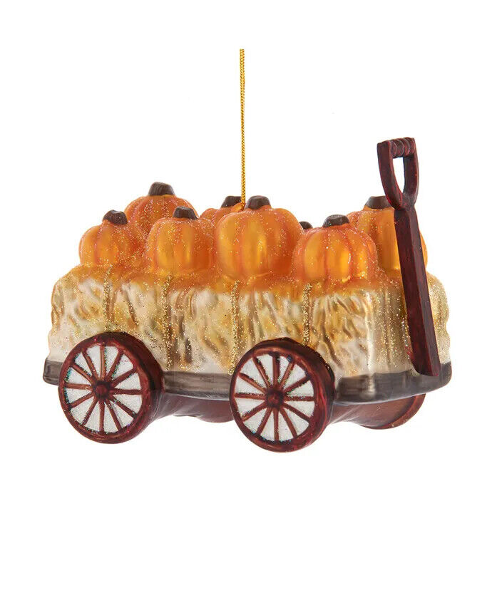 Noble Gems Glass Pumpkin Wagon Ornament   NB1688