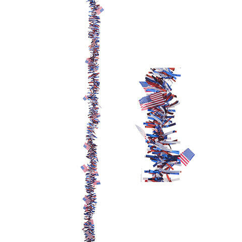 Darice Patriotic Tinsel Garland: 5 inches x 9 feet