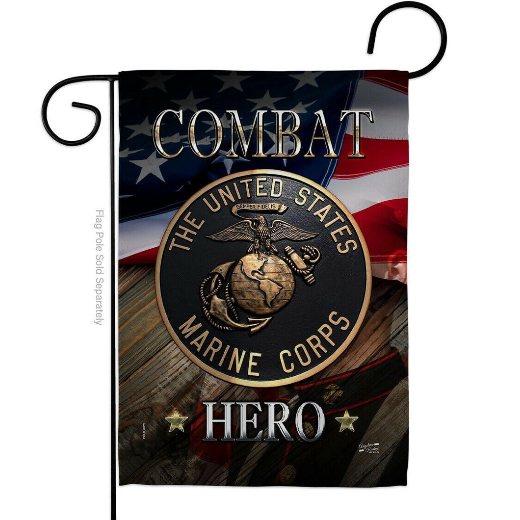 Two Group Flag Marine Combat Hero Armed Forces Military Corps Decor Flag