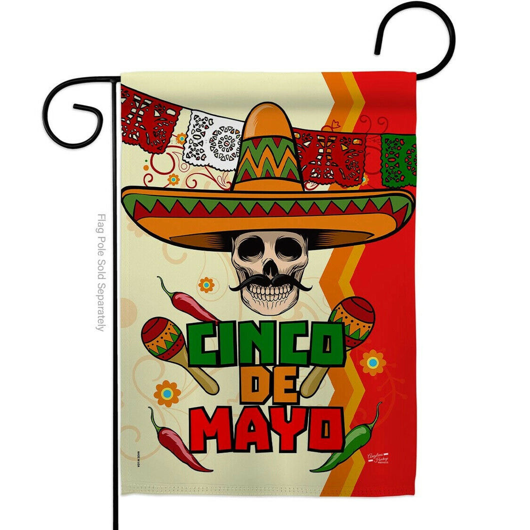 Two Group Flag Calavera Cinco de Mayo Summertime Mexico Decor Flag