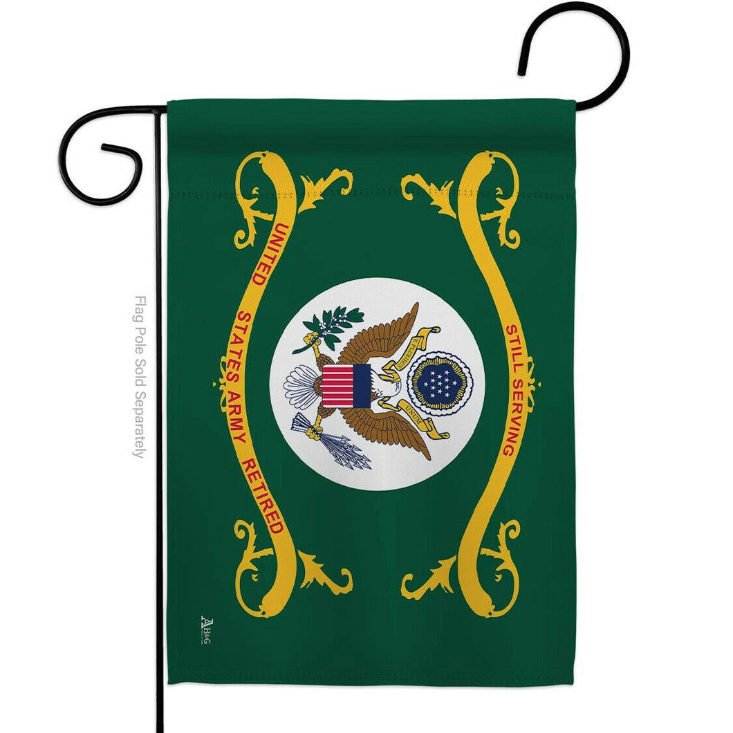 Two Group Flag Retired Army Armed Forces Military Veteran Decor Flag