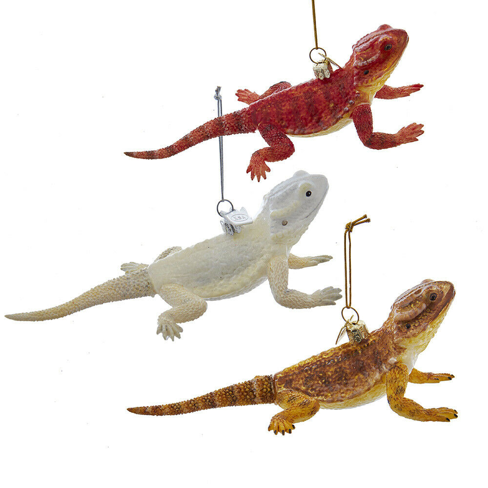 Set of 3 Noble Gems Glass Bearded Dragon Ornaments