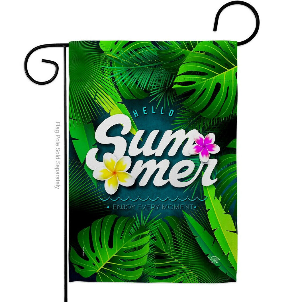Two Group Flag Summer Palm Tree Coastal Beach Fun and Sun Tropical Flag
