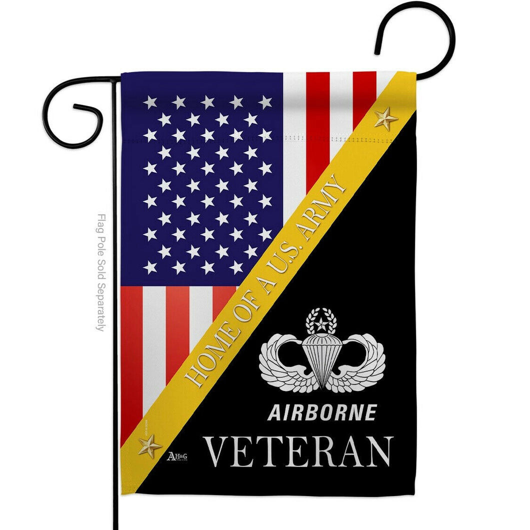 Two Group Flag Home of Airborne Armed Forces Military Army Veteran USA Flag