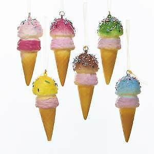 Set of 6 Foam Ice Cream Cone Ornaments