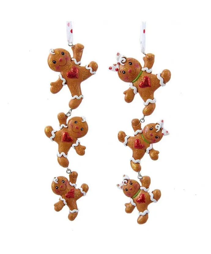 Set of 2 Gingerbread Boy and Girl String Ornaments H5031