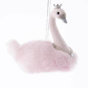 Plush Pink Swan Ornament