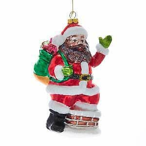 Glass African American Chimney Santa Ornament