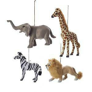 Set of 4 Plush Jungle Animals Ornaments