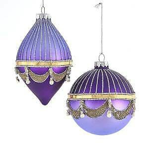 Set of 2 Glass Royal Splendor Ball and Finial Ornaments