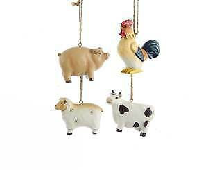 Set of 4 Farm Animal Ornaments