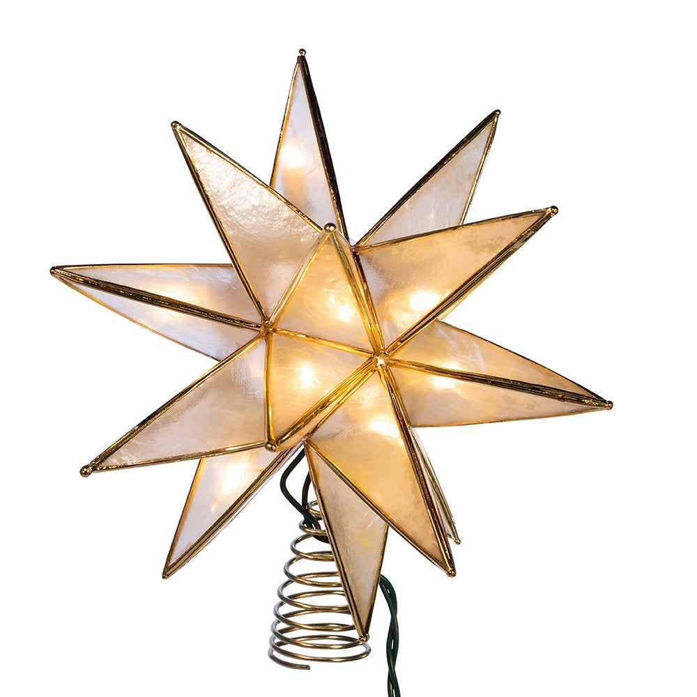 Gold Capiz Star Lighted Treetop