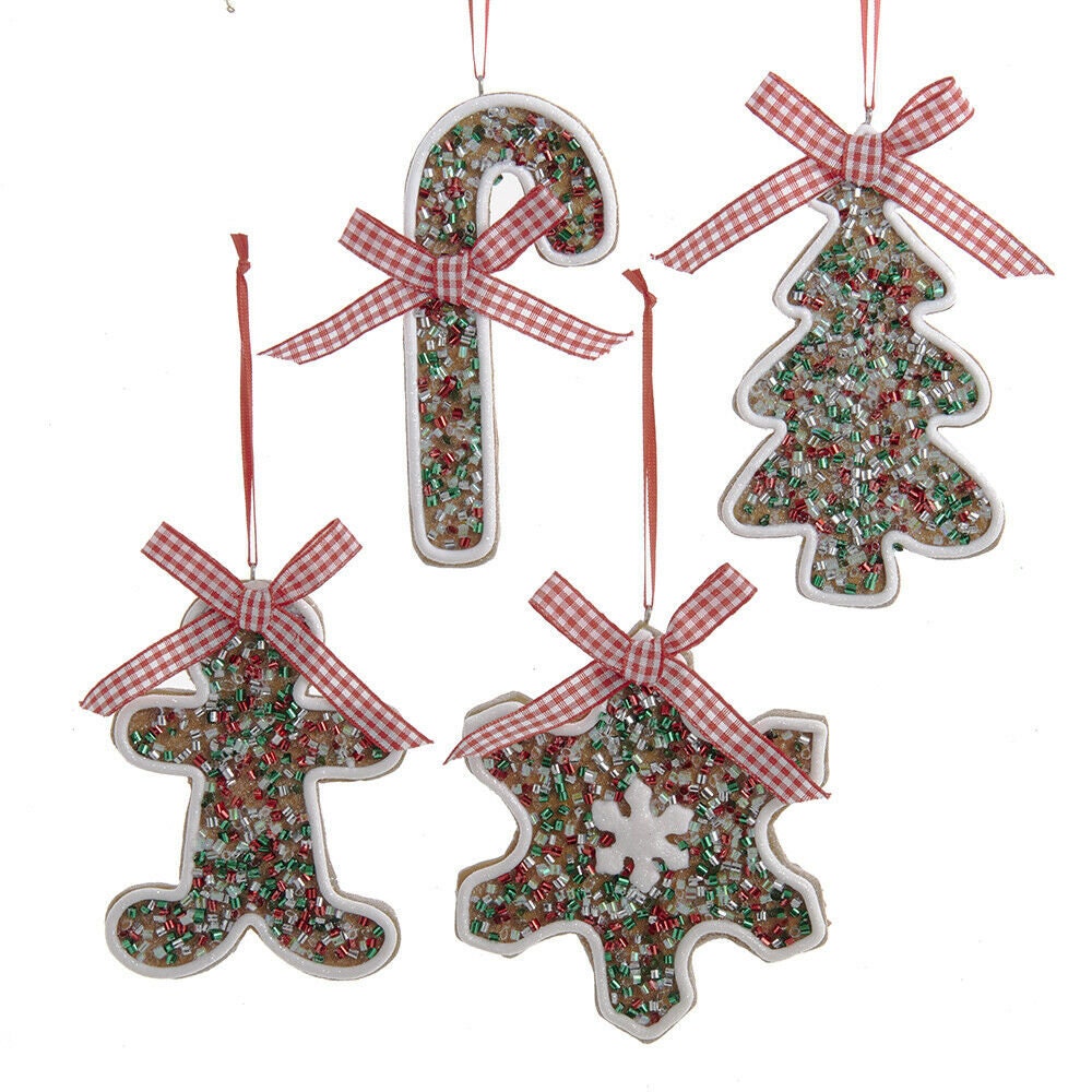 Set of 4 Gingerbread Christmas Cookies With Sprinkles